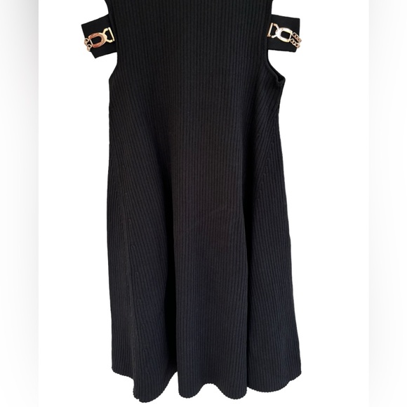 NWT MAJE Rain Cutout Women's Ribbed Knit Dress Back Short Sleeve Mini Size 38 - Picture 2 of 6